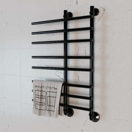 Полотенцесушитель водяной Элит Сталь Hairbrush черно-матовый 1200x500 (нижнее справа)