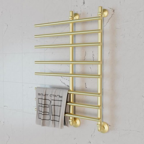 Полотенцесушитель водяной Элит Сталь Hairbrush золото-матовый 600x600 (нижнее справа)