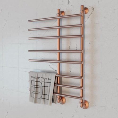 Полотенцесушитель водяной Элит Сталь Hairbrush розовое золото 1200x500 (нижнее справа)