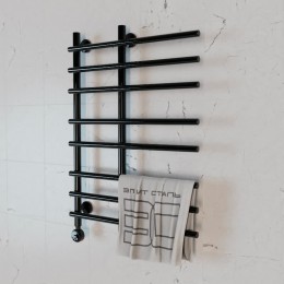 Полотенцесушитель электрический Элит Сталь Hairbrush черно-матовый 700x400 (нижнее слева)