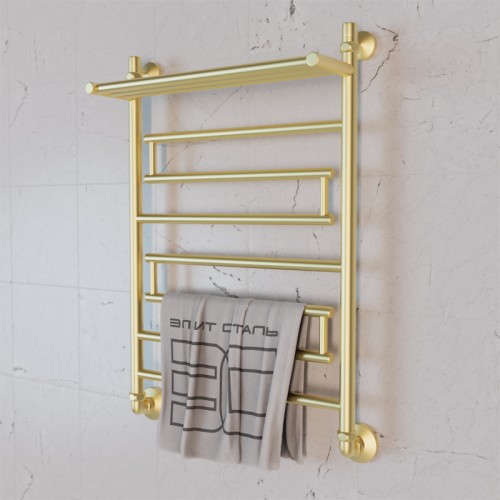Полотенцесушитель водяной Элит Сталь Rome золото-матовый 600x500 (полка сверху)