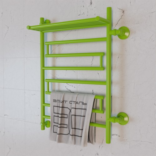 Полотенцесушитель водяной Элит Сталь Rome зеленый 800x500 (полка сверху и право-боковое подключение)
