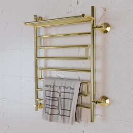 Полотенцесушитель водяной Элит Сталь Rome золото 800x500 (полка сверху и право-боковое подключение)