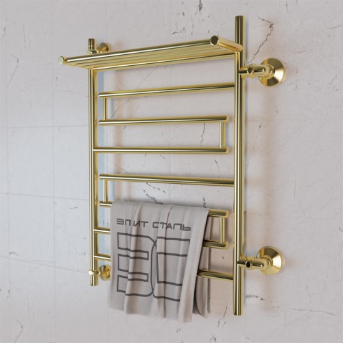 Полотенцесушитель водяной Элит Сталь Rome золото 800x500 (полка сверху и право-боковое подключение)