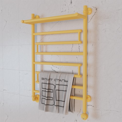Полотенцесушитель электрический Элит Сталь Rome лимонный 700x600 (полка сверху)