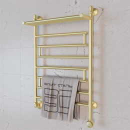 Полотенцесушитель электрический Элит Сталь Rome золото-матовый 700x500 (полка сверху)