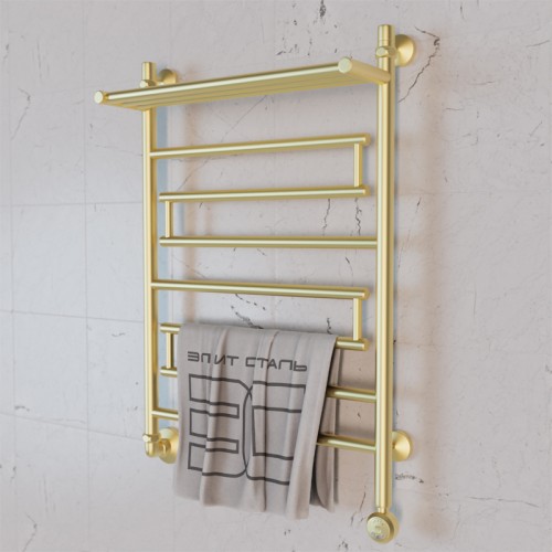 Полотенцесушитель электрический Элит Сталь Rome золото-матовый 700x500 (полка сверху)