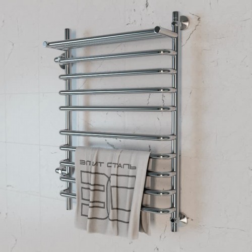 Полотенцесушитель водяной Элит Сталь Arpi хром 600x400 (полка сверху и лево-боковое подключение)