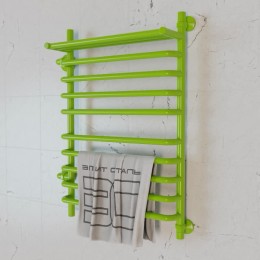 Полотенцесушитель водяной Элит Сталь Arpi зеленый 1000x400 (полка сверху и лево-боковое подключение)