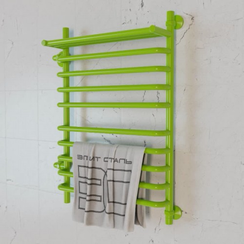 Полотенцесушитель водяной Элит Сталь Arpi зеленый 1000x400 (полка сверху и лево-боковое подключение)