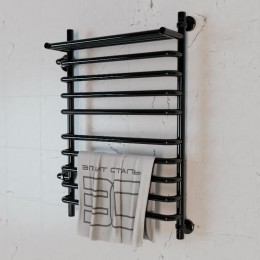 Полотенцесушитель водяной Элит Сталь Arpi черно-матовый 1000x400 (полка сверху и лево-боковое подключение)