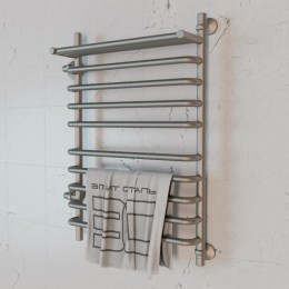 Полотенцесушитель водяной Элит Сталь Arpi сатин 1000x400 (полка сверху и лево-боковое подключение)