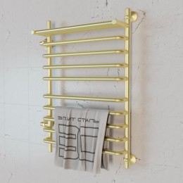 Полотенцесушитель водяной Элит Сталь Arpi золото-матовый 1000x400 (полка сверху и лево-боковое подключение)