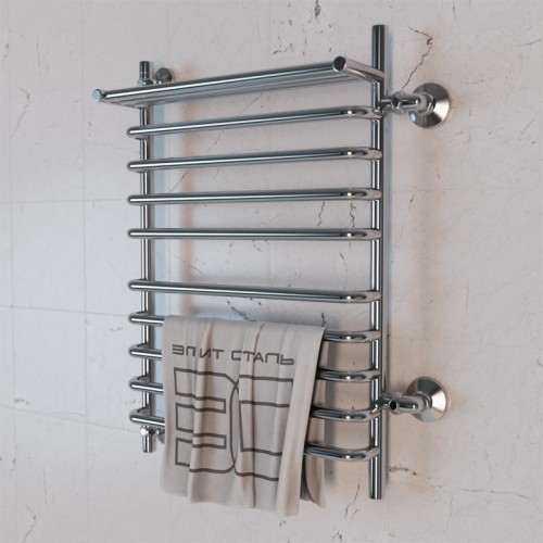 Полотенцесушитель водяной Элит Сталь Arpi хром 600x400 (полка сверху и право-боковое подключение)
