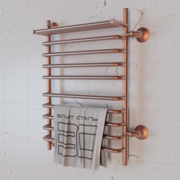 Полотенцесушитель водяной Элит Сталь Arpi розовое золото 1000x400 (полка сверху и право-боковое подключение)