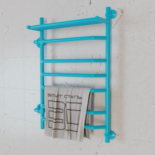 Полотенцесушитель водяной Элит Сталь Trapezoid аквамарин 1000x500 (полка сверху и лево-боковое подключение)