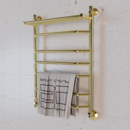 Полотенцесушитель водяной Элит Сталь Trapezoid золото 700x600 (полка сверху)