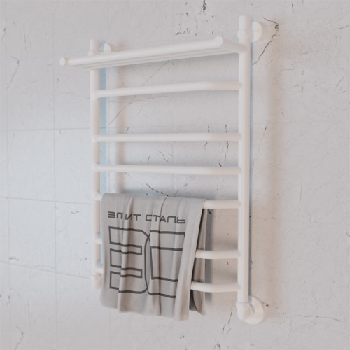 Полотенцесушитель водяной Элит Сталь Trapezoid белый 600x400 (полка сверху)