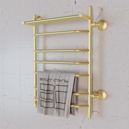 Полотенцесушитель водяной Элит Сталь Trapezoid золото-матовый 1200x600 (полка сверху и право-боковое подключение)