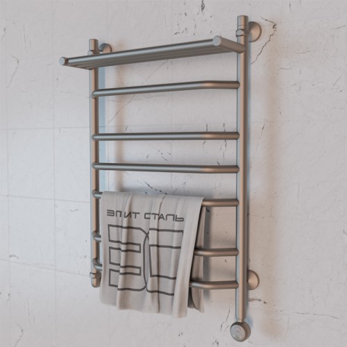 Полотенцесушитель электрический Элит Сталь Trapezoid сатин 800x500 (полка сверху)