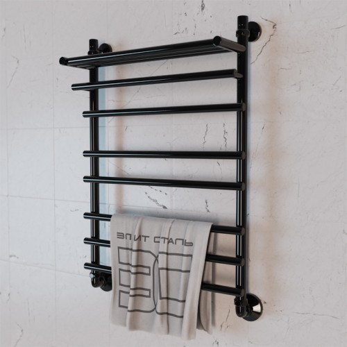 Полотенцесушитель водяной Элит Сталь Ladde черно-матовый 1200x400 (полка сверху)