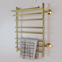 Полотенцесушитель водяной Элит Сталь Ladde золото 1200x500 (полка сверху и право-боковое подключение)