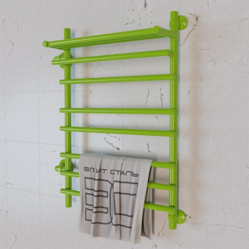 Полотенцесушитель водяной Элит Сталь Ladde зеленый 1000x600 (полка сверху и лево-боковое подключение)