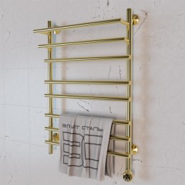 Полотенцесушитель электрический Элит Сталь Ladde золото 1200x500