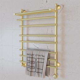 Полотенцесушитель электрический Элит Сталь Ladde золото-матовый 600x400 (полка сверху)