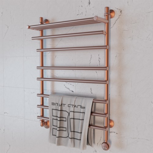Полотенцесушитель электрический Элит Сталь Ladde розовое золото 800x600 (полка сверху)