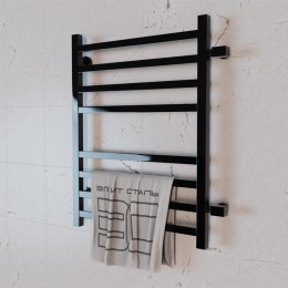 Полотенцесушитель водяной Элит Сталь Square черно-матовый 600x400 (боковое подключение)