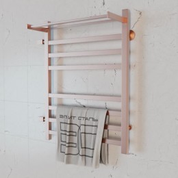 Полотенцесушитель водяной Элит Сталь Square розовое золото 1200x600 (полка сверху и лево-боковое подключение)