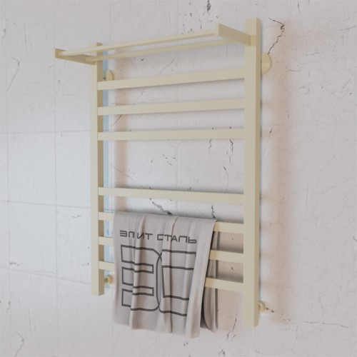 Полотенцесушитель водяной Элит Сталь Square бежевый 1200x400 (полка сверху)