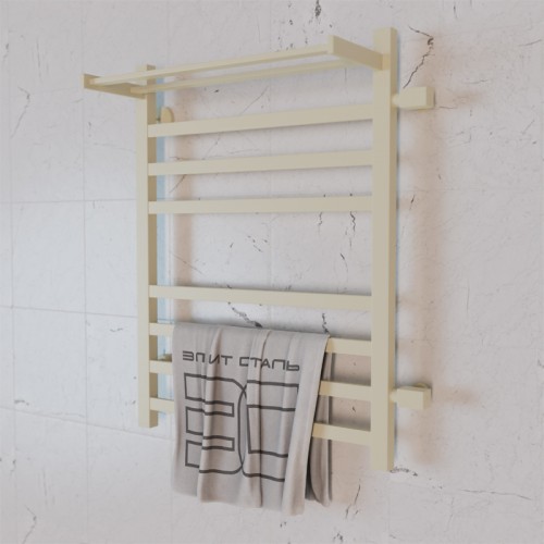 Полотенцесушитель водяной Элит Сталь Square бежевый 1200x400 (полка сверху и право-боковое подключение)