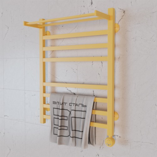Полотенцесушитель электрический Элит Сталь Square лимонный 1000x400 (полка сверху)