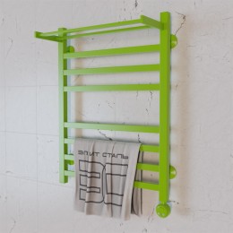 Полотенцесушитель электрический Элит Сталь Square зеленый 600x400 (полка сверху)