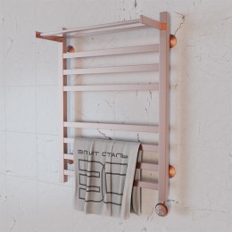 Полотенцесушитель электрический Элит Сталь Square розовое золото 800x500 (полка сверху)